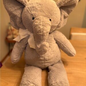 Pottery Barn Kids Gray Stuffed Plush Soft Chamois Elephant Big Huge Jumbo 28"